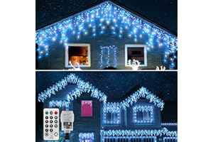 CERIAL Łańcuch świetlny z 540 diodami LED, 20 m, z efektem lodu, 108 kropli, dekoracja na zewnątrz, Boże Narodzenie, urlop, wesele, kolor niebieski + biały