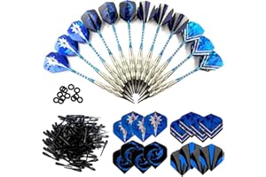 Sinwind Set de Fléchette à Pointe Plastique (18g), Kit de Softdarts à Embout Doux pour Jeux de Flechettes-Électronique, des Arbres en Aluminium et 16 Vols de 4 Style Laser + 120 Plastic Pointes