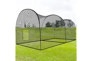 KAIDIDA Cricket Softball Baseball Practice Cages Netting with Frame and Net for Backyard Garden, Cricket Baseball Hitting Pitching Batting Swing Cage Net