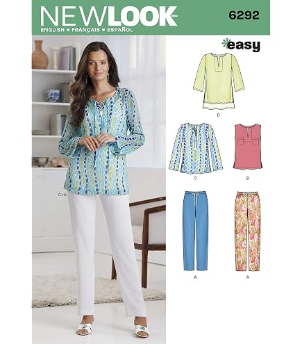 Patron Couture New Look NL6762 - Jupe Longue/Courte + Pantalon Large + T-Shirt - Taille 22x15cm