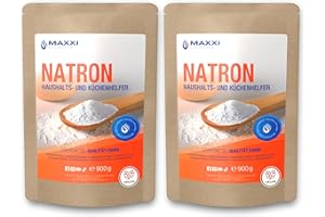 Maxxi Clean | 2x 900 g di bicarbonato di sodio in polvere | Lievito in polvere per cucina, casa e corpo | Rimedio casalingo insapore e altamente puro per pulire e cuocere | Qualità alimentare