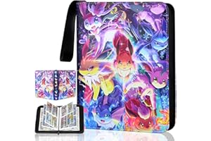 ZIERIPY Card Binder, Trading Card Binder 4-Pockets，Holds 400 Cards-50 Pages, Portable Card Collection Folder, Binder Album，Pu Leather Trading Card Folder for Kids/Adult Birthday Gifts (Purple)