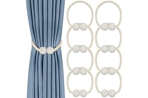 Lyspace 8 Pack Magnetic Curtain Tiebacks,Convenient Drape Tie Backs Decorative Curtain Holdbacks Holder Curtain Tiebacks for Window Draperies, No Tools Required-Pearl Shape