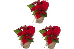 ‎BAMBELAA! Bambelaa! 3 StückWeihnachtsstern künstlich Fenster naturgetreu Weihnachten Dekoration Weihnachtsdeko (Rot)