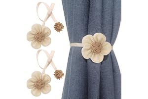 Jancosta 2 Pieces Magnetic Curtain Tieback, Flower Decorative Tie back Convenient Window Drape Magnetic Button Tiebacks Holdbacks Rope for Home, Office, Bathroom