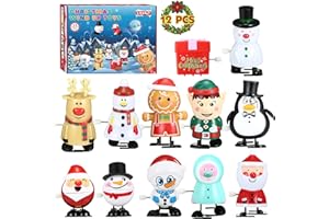 LIHAO Jouets à Remonter，12pcs Jouets Mécaniques avec Cartoons Mignons, Décoration de Noël/Cadeau d’Anniversaire Noël pour Enfants