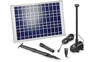 ESOTEC Pompe Solaire de Bassin 20 W Module Solaire 1350 l/h Débit 1,9 m Tête de Livraison Kit Complet pour Bassin de Jardin