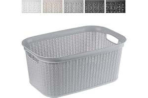 KADAX Cesta Portabiancheria in Plastica per Bagno e Lavanderia, Cesto della Biancheria Sporca, Cestino del Bucato, Porta Biancheria (Grigio Chiaro, 27 L)