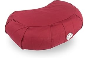 TORTUGA Meditation & Yoga - Coussin Zafu rempli de sarrasin durable - Design croissant - Hauteur 15 cm - Housse en coton 100 % naturel facile à laver - Méditation/Yoga