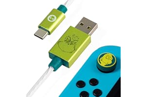 Numskull Unicorn USB Type C LED Cable 1.5m Fast USB-C Charging Lead & Thumb Stick Grips - Compatible with Xbox Series X|S, PlayStation 5, Nintendo Switch, Grinch, USB-C, el Grinch