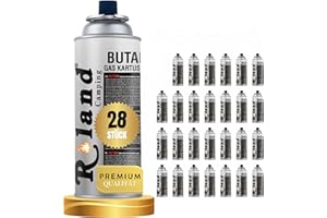 ROLAND GERMANY Roland Camping Butan Gaskartusche 227g – 28 Stück Gaskartuschen für Gaskocher, Lötbrenner & Heizung – Schweißbrenner Premium Qualität Butangas für Outdoor & Camping