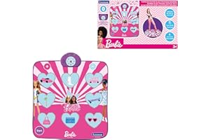 Lexibook, Mattel Barbie, Tappeto da danza elettronico Barbie, Bluetooth e luminoso con 6 modalità di gioco, Rosa, DM10BB