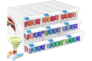 ARTDOT 9 Set Boîte de Rangement Diamond Painting Accessoires, Boite Diamond Painting Rangement，288 Pièces Rangement Peinture Diamants avec Entonnoir, Autocollants