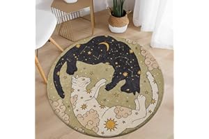 ‎AIMECO AIMECO Weicher Kuscheliger Kinderteppich Weicher Rund Carpet Wohnzimmer Teppichen Mädchen Schlafzimmer Kinderzimmer Waschbarer Pflegeleicht Teppiche Motiv Rund 120cm Katzen
