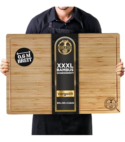 Amazon.de: Schneidebrett, Bambus, 46 x 53 cm, Produktgre Lnge: 46 cm,  Breite: 53 cm, Dicke: 18 mm, Material: Bambus, l