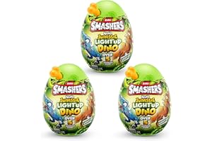 ZURU SMASHERS Smashers Nano Jurassic Light up Dino by ZURU, Dinosaur Themed Collectible Toy Egg with Over 5 Surprises for Boys and Kids (3 szt.)