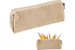 XHYASD Mały piórnik ze sztruksu, piórnik dla dziewcząt, różowy, z zamkiem błyskawicznym, do szkoły, biura, organizer na kosmetyki, jasny żółty, Klasyk