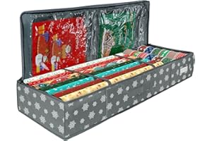 NOMIOU Wrapping Paper Storage Bag Organiser (40.5 x 14 x 6 inches) with Fabric for Christmas Birthday Wrapping Paper Rolls Accessories