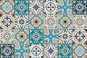 ‎QUEENCE Queence | Küchen Spritzschutz 60x40 cm,Fliesenmuster' | Küchenrückwand | Alu-DiBond | Fliesenschutz für den Herd und Spüle | Küche | Küchenfliesen | Fliesenspiegel | Rückwand