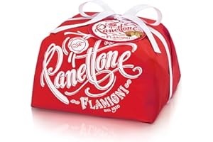 FLAMIGNI, Artisan Italian Traditional Glazed Panettone with Candied Orange and Sultana Raisins, with Hazelnut, Armelline and Sugar-based Glaze, Hand Wrapped, 1kg