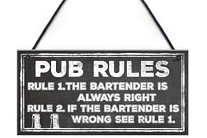RED OCEAN Divertido letrero de pub con reglas de pub, regalo para propietario, pub, propietario, hogar, bar, regalo