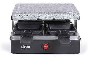 ‎LIVOO FEEL GOOD MOMENTS Raclette Maschine 4 Personen 600w + Grillstein - doc242