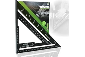 TRACER Speed Square 300 mm (12 pulgadas). Cuadrado de balsas con escalas métricas y de cadera y valle. Herramienta de marcado para techos y carpintería