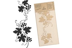 NAKLEO Pochoir de Bordure pour Peinture Murale 21x45cm, Modèle en Plastique, Réutilisable, Raisin Vigne Fruit, DIY Bricolage Artisanat Décoration a Peindre, Tissu Mueble Bois