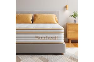 Soufwell Double Mattress 10 Inch, Memory Foam Hybrid Double Mattress 4FT6, Zoned Coil Pocket Sprungs, Medium Firm Orthopedic Support, Motion Isolation, in a Box, 135x190x25cm