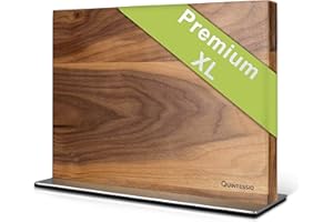 QUINTESSIO - XL Porte couteaux aimanté - bloc à couteaux magnétique des deux côtés - porte-couteaux magnétique - support couteau de cuisine - bloc à couteaux cuisine vides en bois - Noye