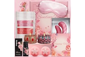 PEARSHEK Unique Pamper Hampers Gifts for Women, Birthday Sets Hug Hamper for Women, Self Care Gift Package for Her, Relaxation Get Well Soon Gifts for Ladies, Mum, Sister, Wife, Best Friends Gifts Sets（Rose）