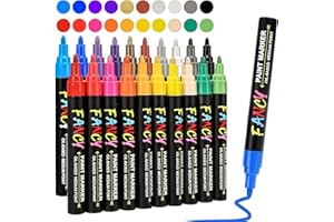 RATEL Pennarelli a Vernice Acrilica, 20 Fine Colori Impermeabile Marcatore Pittura Set, Vernice Permanente Pennarelli Metallici Arte Pennarello Set per Pittura su Roccia, Ceramica, Vetro,Tazza