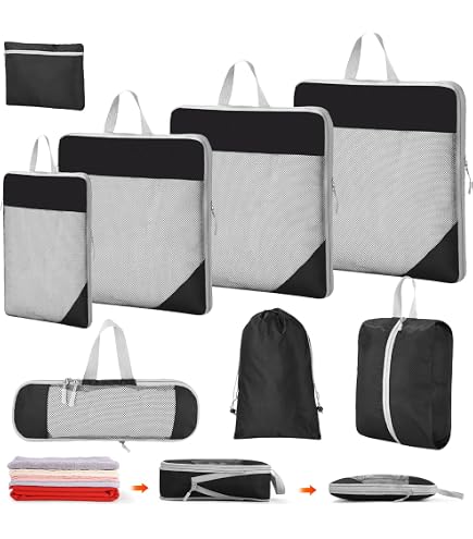 Organisateur Valise, 8 Pièces Set de Cubes de Compression pour Valise Cabine, Packing Cubes, Organisateur de voyage compact polyvalent pour escapades familiales et déplacements professionnels (Beige Organisateur Valise, 8 Pièces Set de Cubes de Compression pour Valise Cabine, Packing Cubes, Organisateur de voyage compact polyvalent pour escapades familiales et déplacements professionnels (Beige