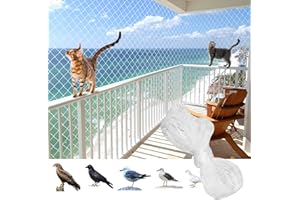 BAOSROY Cat Net for Balcony, Cat Net 5 x 10 m, Cat Net for Balcony, No Drilling, Cat Net Wire-Reinforced, Cat Protection Net, Transparent Bird Protection Net, for Balconies, Patios, Windows