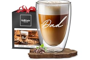 ElbFuchs® Vaso para latte macchiato de doble pared, 350 ml, cristal térmico transparente de doble pared, ideal como vasos de capuchino, vasos de café, vasos de té (DAD)