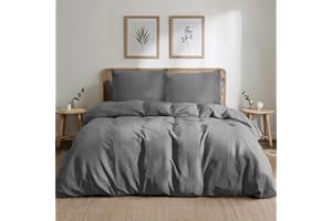 Dreamzie Copripiumino Matrimoniale 200x200 in Cotone Percalle – Antracite – Copripiumino 200x200 + 2 Federe 80x80 cm – Certificato Oeko-Tex – 3 Pezzi