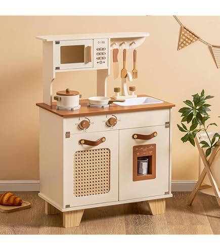 Educatief Rollenspel Houten Speelkeuken Voor Kids – Mét Koffiezetapparaat & Accessoires | Cadeau Voor 3-6 Jaar Koffiezetapparaat Speelgoed