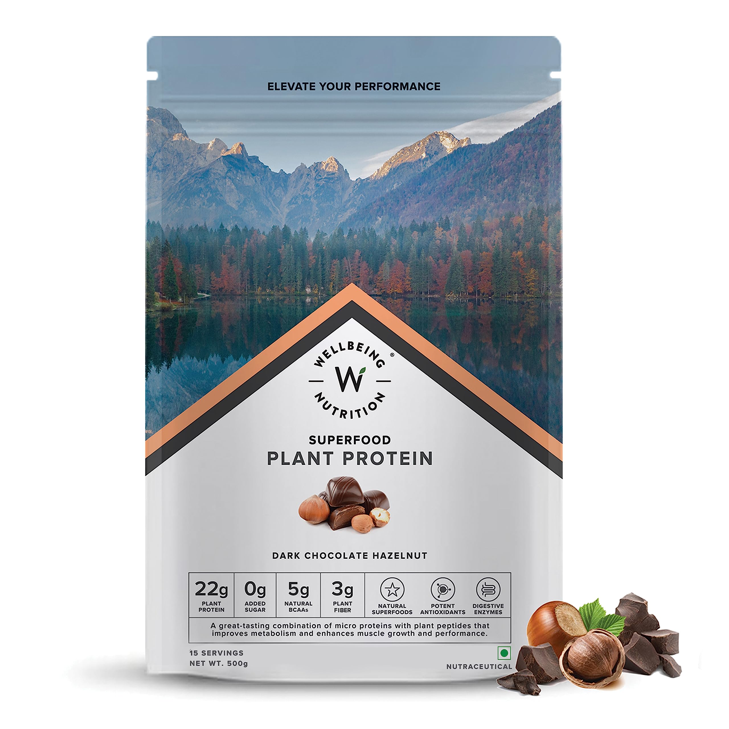Wellbeing Nutrition Organic Vegan Plant Protein Isolate Powder | 22g Protein, 5g BCAA European Pea & Brown Rice Protein | Sup