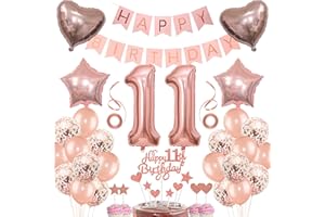 JRZYHI Decoration 11th Birthday Girl Cake Decoration 11th Birthday Girl Decoration Gift for 11th Birthday Girl Rose Gold Birthday 11 Girl 11 Years Birthday Decoration Balloon 11 Birthday 11 Years Girl