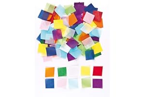 Baker Ross Kleine Quadrate aus Seidenpapier in bunten Farben - für Kinder zum Basteln - als Dekoration - pro Packung