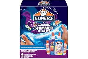 Elmer's Cosmic Shimmer Slime Kit | Contains Elmer's Metallic (Blue) and Colour PVA Glue (Purple) Plus 2 Bottles of Magical Liquid Slime Activator | 4 Count