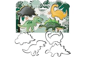 ScrapCooking - 4 Emporte-Pièces Dinosaures - Découpoirs à Biscuits en Métal - Moules Dinos pour Petits Gâteaux - Accessoires Pâtisserie Anniversaire Déco Jungle Animaux - 2085