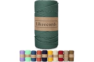 Likeecords Makramee Garn 4mm 130 Meter Polyester-Seil, 100% Polypropylen-Kordel Makramee-Kordel 4 mm Häkeltasche Kordel Makramee Seil Häkelgarn Geschenk für Strickwaren (Bohnengrün)