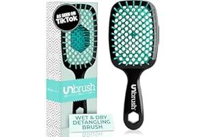 FHI Heat UNbrush Entwirrungsbürste für schmerzfreies Bürsten aller nassen oder trockenen Haartypen, strapazierfähige DuoFlex-Antistatikborsten, leichter Griff, belüftete Haarbürste, Lagunenblau