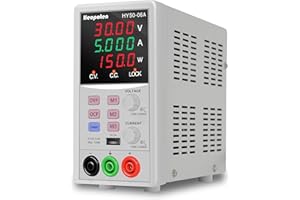 Labornetzteil, Heopoten 50V 6A 150W Programmierbares Labornetzgerät ，Hochpräzises 4-stellige zweifarbige LED Anzeige, 5V2A USB-Ausgang, Alligatorkabeln und Netzkabel