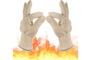 Halinuia Gant Anti Brulure Cuisine Gant Four Anti Chaleur Gant Barbecue Intérieur et Extérieur Coton Tricoté Épais pour Four Friteuse à Air Haute Température Grill des Plats Chauds Jardinage