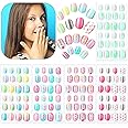 SYOSI Kids Press on Nails - 120 Pieces Artificial Nails, Girls Full Cover Short False Fingernails for Kids, Lovely Pattern