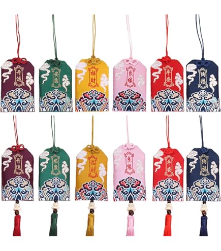 Fayemint 11 Stuks Japanse Geluksbrenger, Japanese Lucky Charm, Lucky Blessing Bag, Zegenzak, voor Potplanten, Autospiegels, Deuren