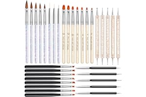 EBANKU 33 pezzi Pennelli per Unghie,Professionali Pennelli Nail Art in UV Gel Acrilico Pittura Strumento Unghie Pennello Decorazioni Unghie Penne Dotter per Nail Art Attrezzi DIY