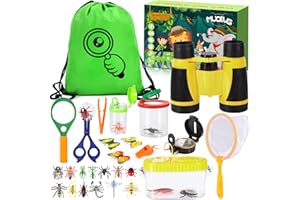 MUOIVG Explorer Set for Children, Binoculars for Children, 23-Piece Explorer Set with Insect Catcher, Compass, Cup Magnifier and More, Outdoor Toy Children for Camping, Nature Exploration and